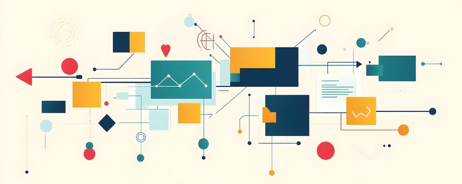 A vibrant illustration showcasing geometric shapes and lines, ideal for digital and print designs, conveying modernity and creativity in technology and graphic presentations.