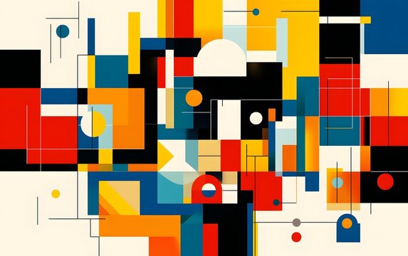 An abstract composition showcasing vibrant colors and geometric shapes, perfect for creative projects, background usage, and design inspiration.