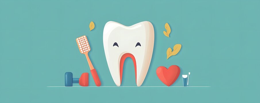 Cheerful tooth character promoting dental care and healthy habits.