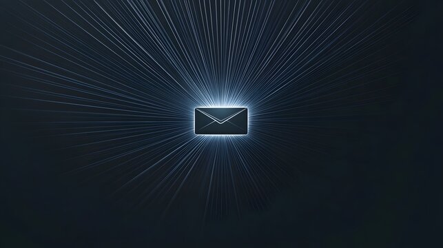 Modern digital envelope icon showcasing connections through light rays.