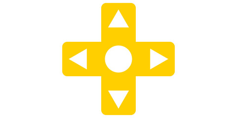 Yellow game controller directional pad dpad icon button isolated on transparent background ©  图像