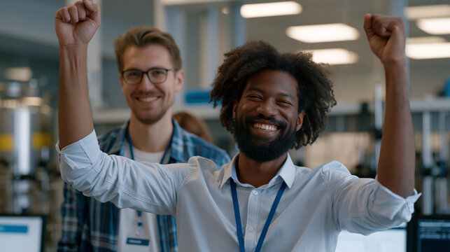 A quantum key distribution research team celebrates a successful fiber transmission milestone in a photonics laboratory as optical benches and cryogenic cooling units hum steadily and graduate assis