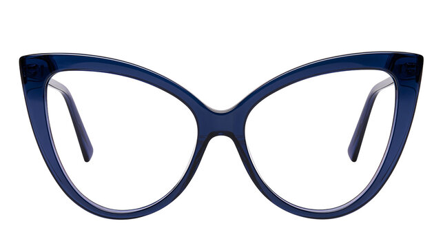 Cat eye shape dark blue eyeglasses frame