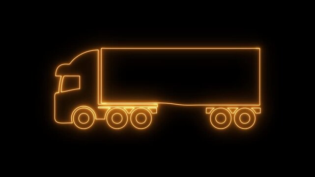 Truck neon icon 4K video animation