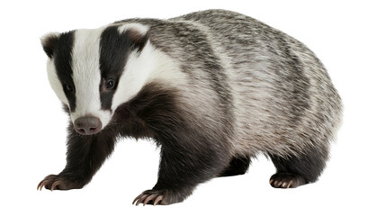 European badger with distinctive black and white facial markings © Aino