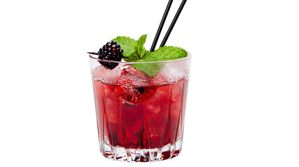 Red berry cocktail with blackberry and mint garnish © Anneliese