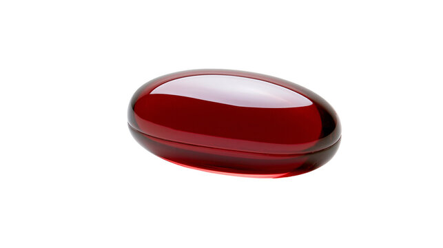 Red gelatin capsule with glossy surface