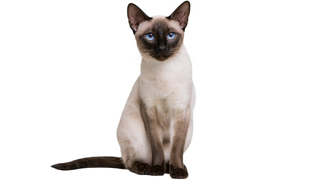 Siamese cat with blue eyes sitting