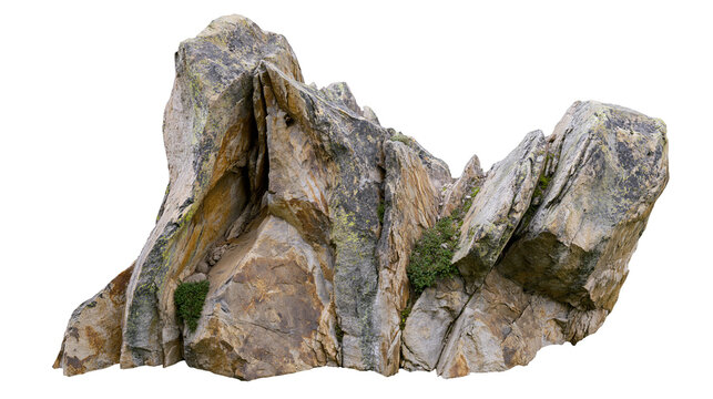 Jagged rocky outcrop with green moss and lichen