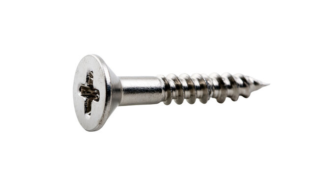 Metal screw with Phillips head and threaded shaft