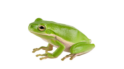 Obraz premium Green tree frog with smooth skin and large eyes