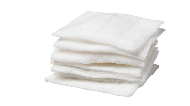 Stack of white sterile gauze pads