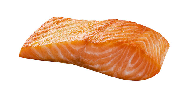 Raw salmon fillet with visible skin and flesh texture