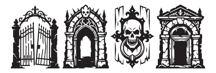 Halloween Elements Set, Gothic Architectural Elements Set © MdTanvir