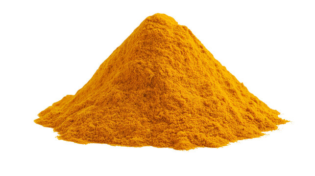 Pile of vibrant orange turmeric powder spice