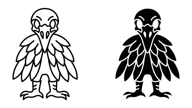 Bird Emblem in Outline and Silhouette: Two stylized depictions of a bird, one as a clean outline and the other as a solid silhouette, showcasing a unique and memorable emblem.