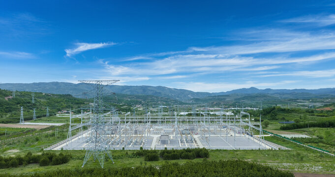 Large-Scale Substation Under Clear Blue Sky with Distributed Energy Storage in Rural Landscape