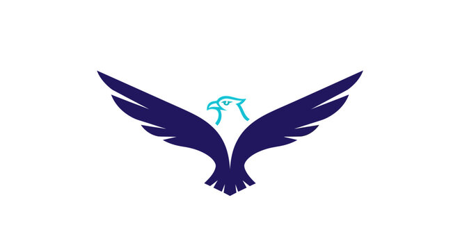 Dark Blue Bird in Flight Silhouette.