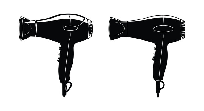 Hairdryers Silhouette Black And White Graphic Design
