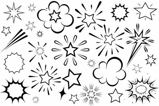 comic book action impact elements black and white