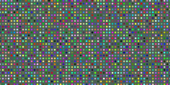 Green, pink, yellow, blue, grey half tone dots abstract vector geometric pattern. Modern background graphic design with circles of different size arranged in lines. Horizontal banner, cover template.