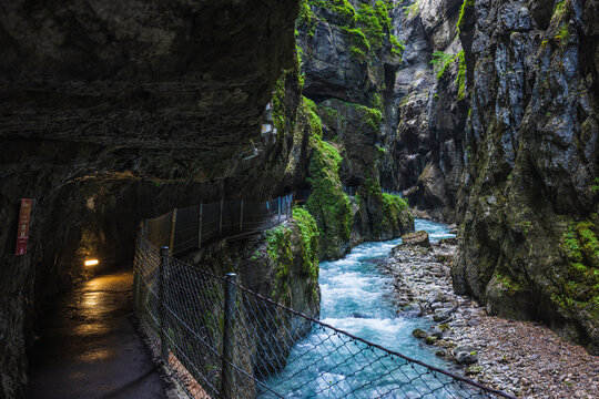 Inside narrow Partnach Gorge