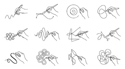 Hand Drawing Continuous Line Art - Doodle, Sketch, Creative Process, Abstract Shapes © Petrik