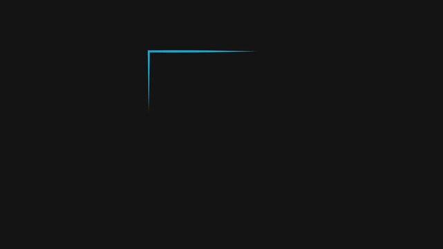 A neon line, illuminated in light blue, moves along a square.
