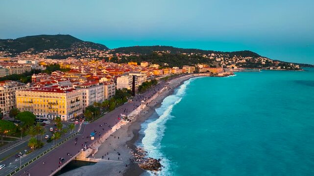 Aerial view of Nice, Nice, the capital of the Alpes-Maritimes department on the French Riviera, France