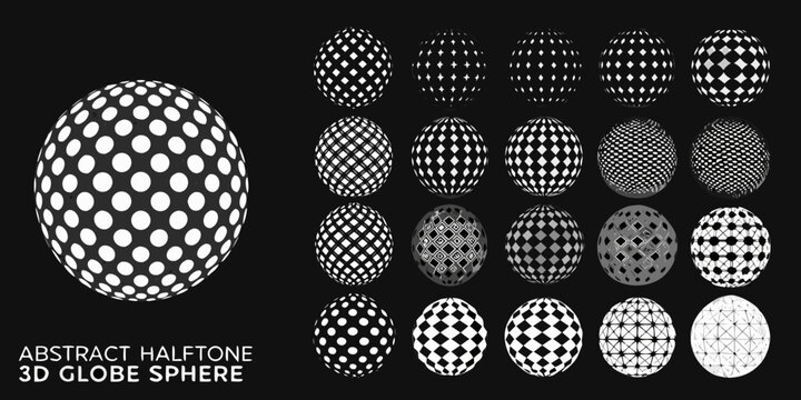 abstract halftone 3d globe sphere collection pattern