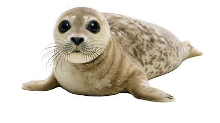 Cute baby seal with big dark eyes and spotted fur © Friedrich
