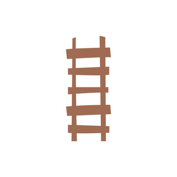 Wooden ladder icon in flat style, climbing equipment illustration isolated on white background