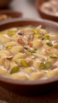 Mini Jaggery Rasmalai Garnished with Nuts