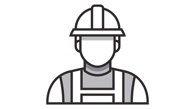 Construction worker icon with hard hat and safety vest