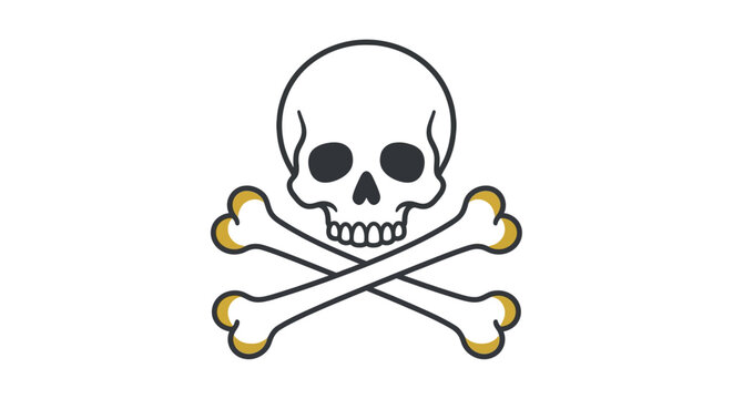 Skull and crossbones illustration on a white background a classic symbol of danger and toxicity skeleton cranium bone death hazard toxic warning vector graphic design