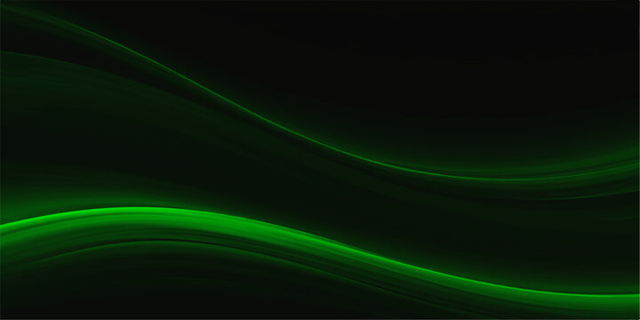 Abstract Green Wave Background with Flowing Light Lines Energy Motion Fractal Texture Glowing Curves Futuristic Illustration Wallpaper Design