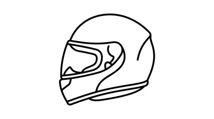 Fototapeta premium Motorcycle helmet line art icon for safety and racing.
