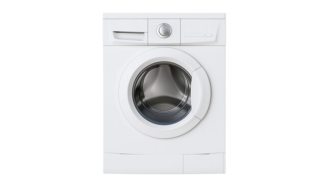 Front load washing machine with silver dial and buttons