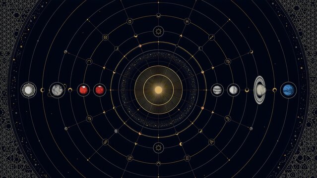 Artistic Representation of the Solar System Showing Planets and Orbits