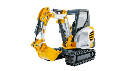 Mini excavator with yellow bucket and tracks © Corman