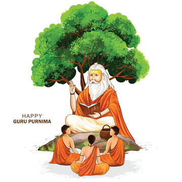 Beautiful happy guru purnima indian traditional festival design