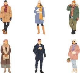 Obraz premium People dressed warmly in winter clothing