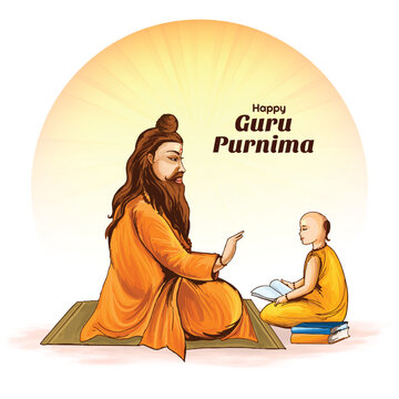 Happy guru purnima indian religious festival greeting card design