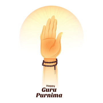 Guru purnima with blessing hand card background