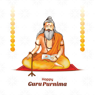 Guru purnima celebrating card illustration design