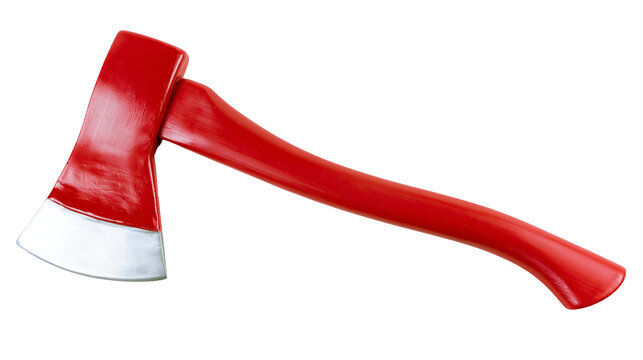 Red axe with silver blade edge