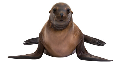 Young California sea lion pup with dark brown fur and flippers © Friedrich