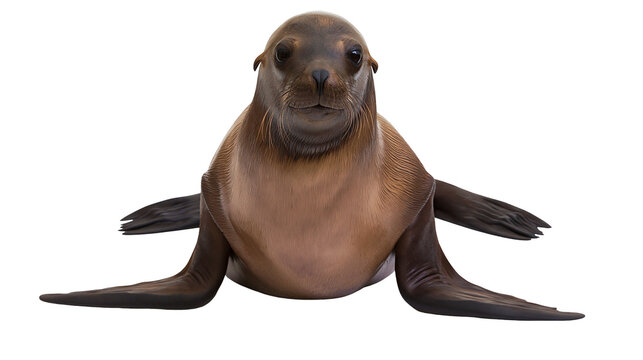 Young California sea lion pup with dark brown fur and flippers