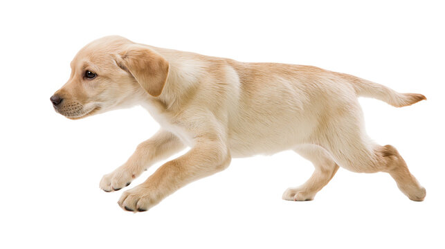 Young light yellow Labrador Retriever puppy running