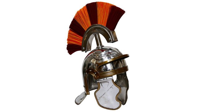 Roman Centurion Helmet with Red and Orange Crest